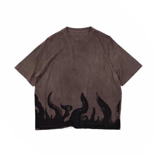 oversized organic cotton printed t-shirt in mud brown