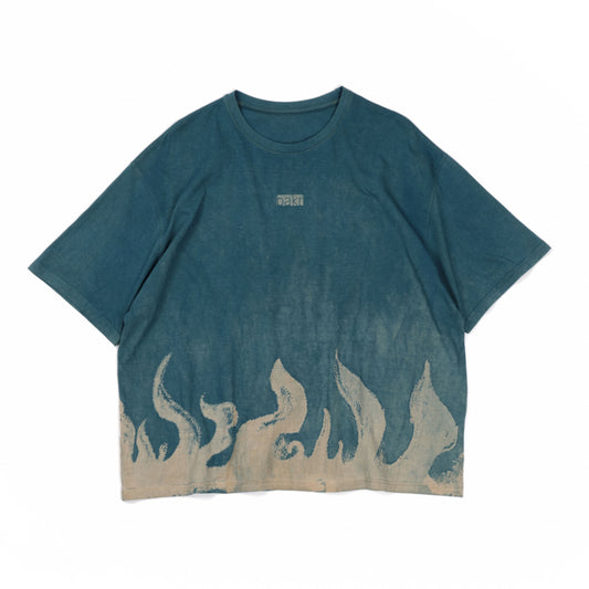 oversized organic cotton printed t-shirt in forest teal
