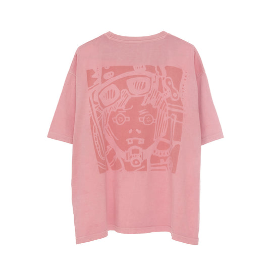 oversized organic cotton printed t-shirt in Mint pink