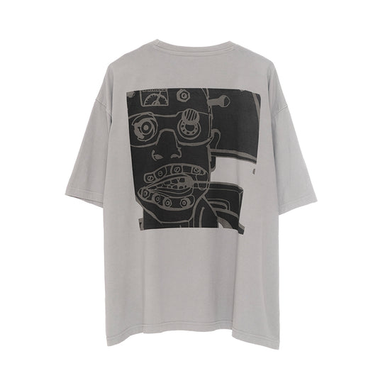 oversized organic cotton printed t-shirt in Charcoal stone